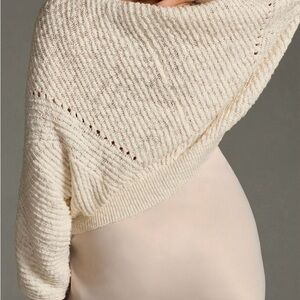 Anthropologie white Textured crew Neck batwing sweater